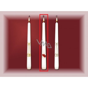 Lima Svatební svíce bílá Červená srdíčka svíčka kónická 22 x 250 mm