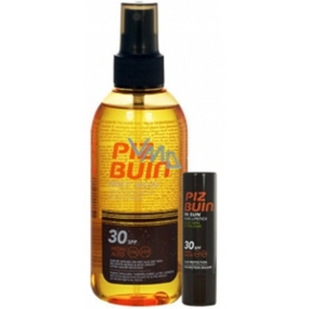 Piz Buin Wet Skin SPF30 transparentní sprej na opalování 150 ml + SPF30 balzám na rty 4,9 g, duopack