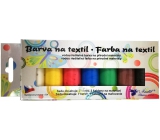 Kreativ Colour Barvy na textil - světlý materiál, perleťoá sada 7 barev 20 g + 2 šablony 6,5 x 2 cm