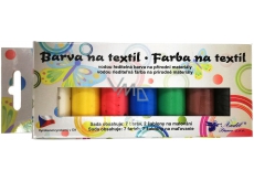 Kreativ Colour Barvy na textil - světlý materiál, perleťoá sada 7 barev 20 g + 2 šablony 6,5 x 2 cm