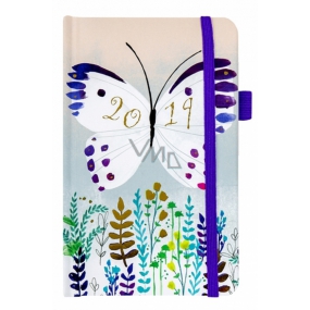 Albi Diář 2019 kapesní s gumičkou Motýl 9,5 x 15 x 1,3 cm