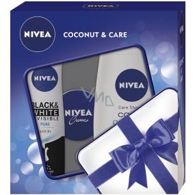 Nivea Black & White Pure antiperspirant sprej pro ženy 150 ml + Coconut & Care sprchový gel 250 ml + Nivea Creme krém 30 ml, kosmetická sada