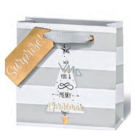 BSB Luxusní dárková papírová taška 14,5 x 15 x 6 cm Vánoční VDT 428 - CD