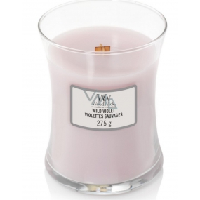 WoodWick Wild Violet - Divoká fialka vonná svíčka s dřevěným knotem a víčkem sklo střední 275 g