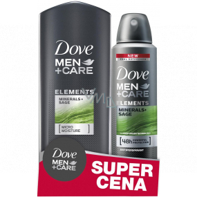 Dove Men + Care Elements Minerals & Sage sprchový gel 250 ml + deodorant sprej pro muže 150 ml, duopack