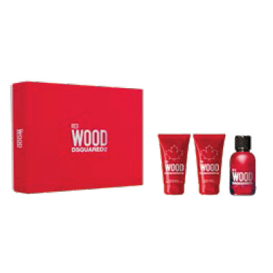 Dsquared2 Red Wood toaletní voda 50 ml + tělové mléko 50 ml + sprchový gel 50 ml, dárková sada