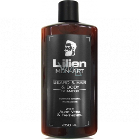 Lilien Men-Art Beard & Hair & Body Shampoo Black šampon na vousy, vlasy a tělo s Aloe Vera a Panthenolem 250 ml