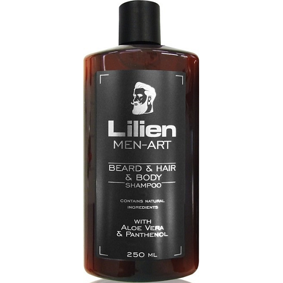 Lilien Men-Art Beard & Hair & Body Shampoo Black šampon na vousy, vlasy a tělo s Aloe Vera a Panthenolem 250 ml