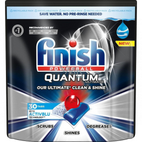 Finish Quantum Ultimate tablety do myčky, chrání nádobí a sklenice, přináší oslnivou čistotu, lesk 30 kusů