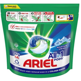 Ariel All in 1 Pods Mountain Spring gelové kapsle na praní bílého a světlého prádla 44 kusů