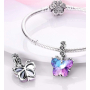 Charm Sterlingové stříbro 925 Kouzelný motýl ze skla Murano, přívěsek na náramek symbol