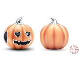 Charm Sterlingové stříbro 925 Dýně, zářící ve tmě, luminozní korálek na náramek Halloween