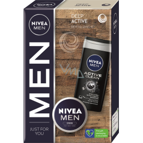 Nivea Men Deep Active Creme krém 75 ml + Active Clean sprchový gel 250 ml, kosmetická sada pro muže