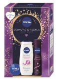 Nivea Pearl & Beauty Black antiperspirant sprej 150 ml + Nivea Diamond sprchový gel 250 ml + Nivea krém 30 ml, kosmetická sada pro ženy