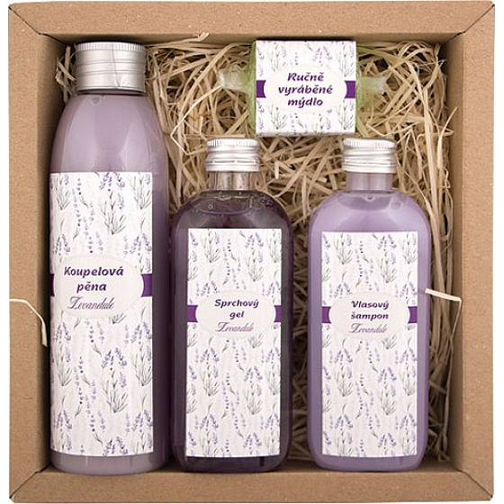 Bohemia Gifts Spa Lavender koupelová pěna 200 ml + sprchový gel 100 ml + šampon na vlasy 100 ml + ručně vyráběné mýdlo 30 g, kosmetická sada