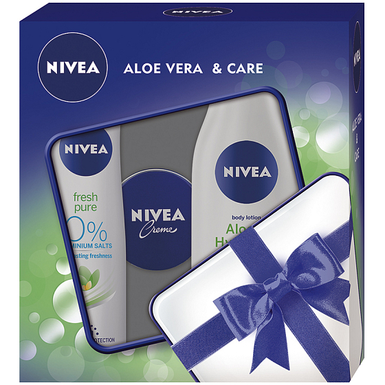 Nivea Aloe Hydration lehké tělové mléko 250 ml + Fresh Pure deodorant sprej pro ženy 150 ml + Nivea Creme krém 30 ml, kosmetická sada