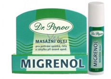 Dr. Popov Migrenol roll-on masážní olej k potírání spánků, čela a zátylku při únavě, migréně, nevolnosti cestovní balení 6 ml