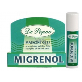 Dr. Popov Migrenol roll-on masážní olej k potírání spánků, čela a zátylku při únavě, migréně, nevolnosti cestovní balení 6 ml