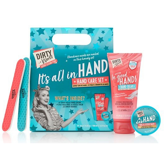 Dirty Works Its All In Hand krém na ruce 100 ml + balzám na nehty a kůžičku 10 g + pilník na nehty 2 kusy, kosmetická sada