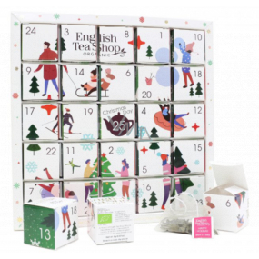 English Tea Shop Bio Adventní kalendář Puzzle bílý 25 kusů bioodbouratelných pyramidek čaje,13 příchutí, 48 g, dárková sada