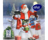 Aha Papírové ubrousky 3 vrstvé 33 x 33 cm 20 kusů Vánoční santa a sněhuláci