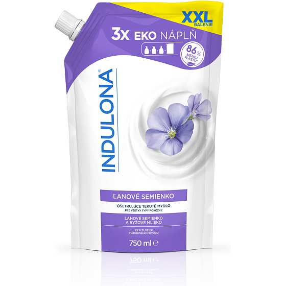 Indulona tekuté mýdlo Lněné semínko náhradní náplň, 750 ml