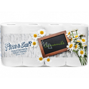 Fine & Soft Heřmánek parfémovaný toaletní papír s vůní heřmánku 150 útržků 3 vrstvý 8 rolí