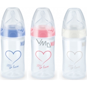 Nuk First Choice Plus New Classic Love silikonové pítko 0-6 měsíců láhev plastová 150 ml