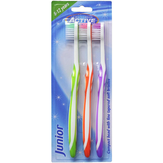 Beauty Formulas Junior jemný zubní kartáček pro děti 8-12 let 3 kusy