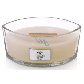 WoodWick White Honey - Bílý med vonná svíčka s dřevěným širokým knotem a víčkem loď 453 g