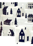 Nekupto Dárkový balicí papír vánoční 70 x 200 cm Světle modrošedý, domečky, stromky