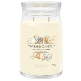 Yankee Candle Soft Wool & Amber - Jemná vlna a ambra vonná svíčka Signature velká sklo 2 knoty 567 g