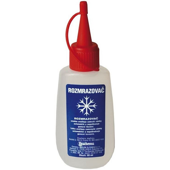 Druchema Rozmrazovač zámků 60 ml snadno odstraňuje námrazy ze skel, zámků, dveří