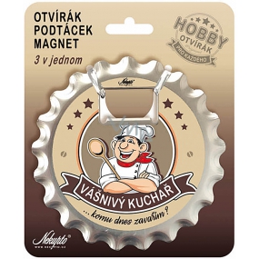 Nekupto Hobby 3v1 otvírák, podtácek, magnet Vášnivý kuchař 10 cm