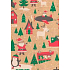 Ditipo Dárkový balicí papír 70 x 200 cm Vánoční KRAFT Santa zelené stromečky