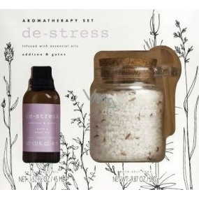 Somerset Toiletry Aromatherapy Anti-stress Levandule, Heřmánek, Citronová tráva tělový a koupelový olej 45 ml + koupelová sůl 280 g, kosmetická sada