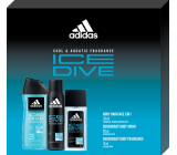 Adidas Ice Dive parfémovaný deodorant sklo 75 ml + deodorant sprej 150 ml + sprchový gel 250 ml, kosmetická sada pro muže