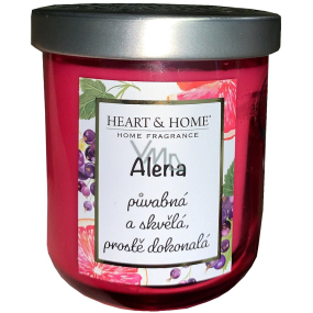 Heart & Home Svěží grep a černý rybíz sójová vonná svíčka se jménem Alena 110 g