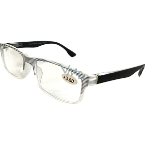 Berkeley Čtecí dioptrické brýle +3,5 plast průhledné, černé proužky 1 kus MC2248