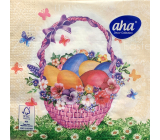 Aha Papírové ubrousky 3 vrstvé 33 x 33 cm 20 kusů Velikonoční fialový košíček s vajíčky