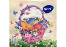 Aha Papírové ubrousky 3 vrstvé 33 x 33 cm 20 kusů Velikonoční fialový košíček s vajíčky