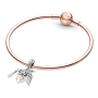 Charm Sterlingové stříbro 925 Andělská křídla a srdce s briliantem, přívěsek na náramek symbol