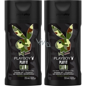 Playboy Play It Wild for Him 2v1 sprchový gel a šampon 2 x 250 ml, duopack pro muže