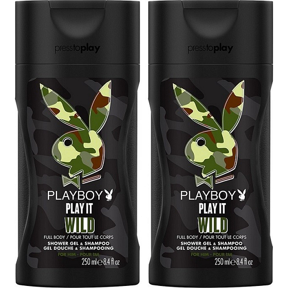 Playboy Play It Wild for Him 2v1 sprchový gel a šampon 2 x 250 ml, duopack pro muže