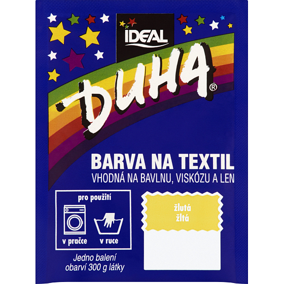 Ideal Duha žlutá, barva na textil na bavlnu, viskozu a len, na 300 g látky, 15 g