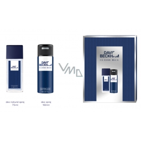 David Beckham Classic Blue parfémovaný deodorant sklo 75 ml + deodorant sprej 150 ml kosmetická sada pro muže