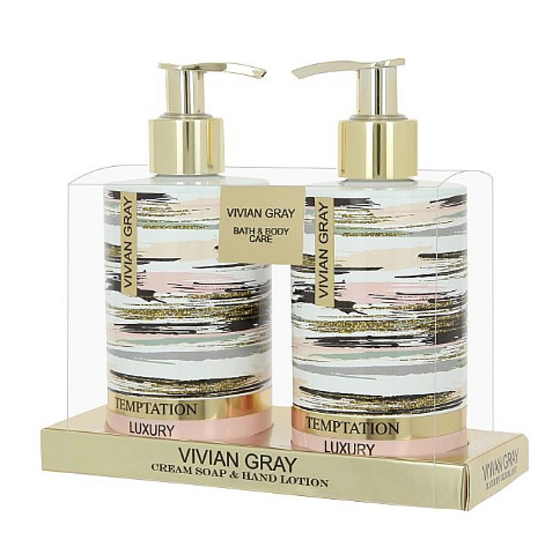 Vivian Gray Temptation - Pokušení luxusní tekuté mýdlo 250 ml + mléko na ruce 250 ml, kosmetická sada