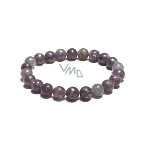 Lepidolit světle fialový náramek elastický přírodní kámen, kulička 8 mm / 16 - 17 cm, amulet sportovců