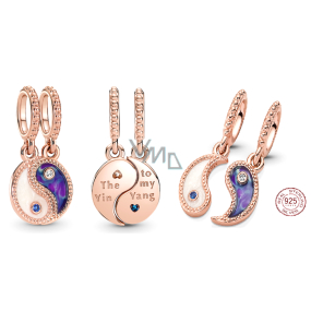 Charm Sterlingové stříbro 925 Jin & Jang, dělitelný 2v1, přívěsek na náramek, symbol