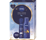 Nivea Feel Good Protect & Care antiperspirant sprej 150 ml + Creme krém pro základní péči 30 ml + Q10 Plus Vitamin C Výživné zpevňující tělové mléko pro suchou pokožku 250 ml, kosmetická sada pro ženy